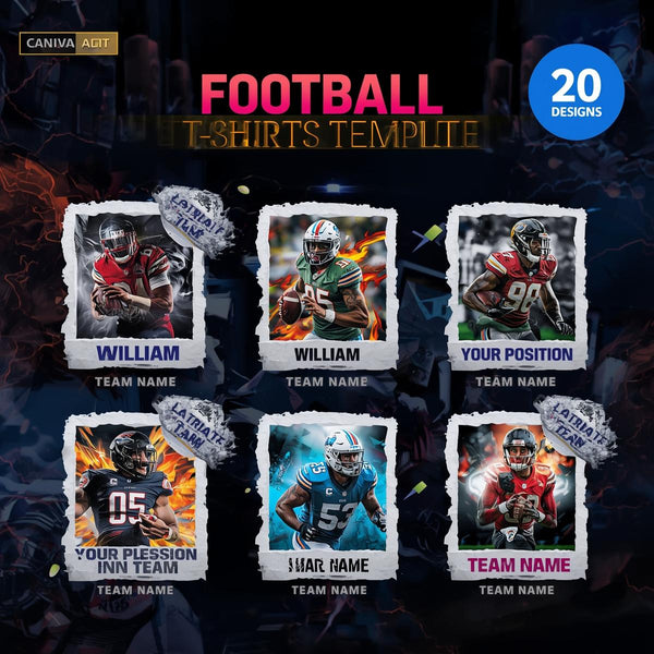 Editable Football T-Shirt Template | Sports Team Canva Design | Game Day Shirt | Senior Night Football Poster | Digital Download