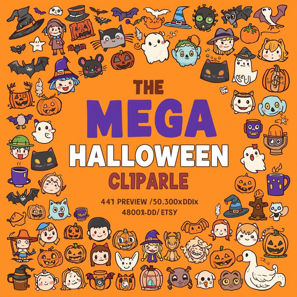 The BIG Halloween Clipart Mega Bundle – 45 Bundles, 100+ PNG Designs – Sublimation, T-Shirts, Mugs, Stickers, Tumblers, Commercial Use – Instant Digital Download