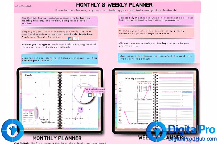 All - in - One Digital Planner 2025–2027 | 5000+ Stickers | 150 Covers | Hyperlinked PDF | iPad & Tablet Compatible | Free Yearly Updates - Digital Pro Hub