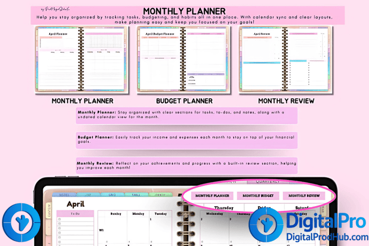 All - in - One Digital Planner 2025–2027 | 5000+ Stickers | 150 Covers | Hyperlinked PDF | iPad & Tablet Compatible | Free Yearly Updates - Digital Pro Hub