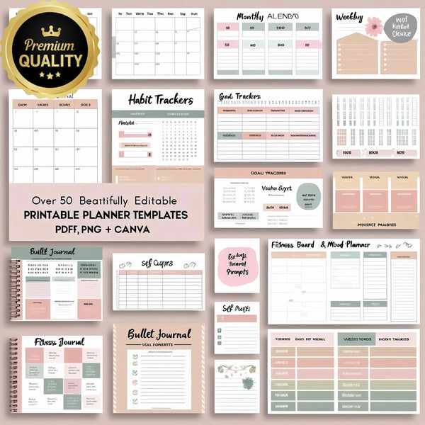 Journals and Planners – Editable Printable Templates for Daily Planning, Goal Setting & Personal Growth - Digital Pro Hub