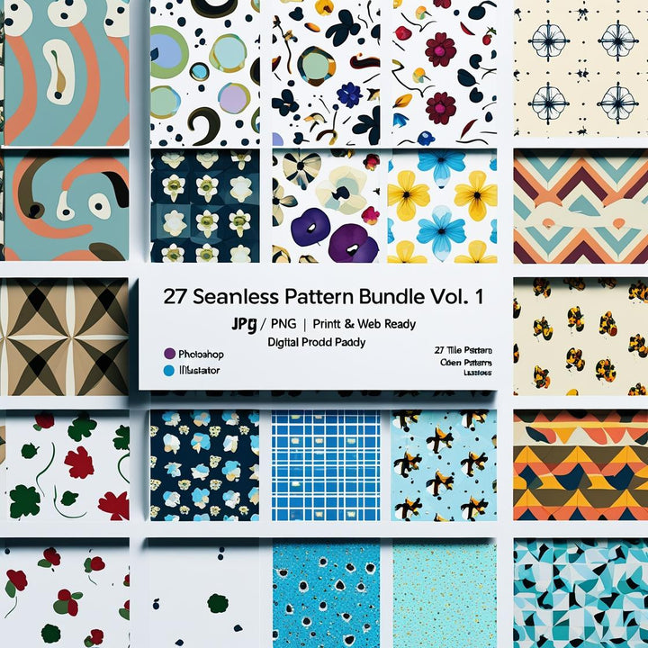 🧵 Seamless Pattern Bundle – 27 High - Quality Tileable Designs for Backgrounds & More - Digital Pro Hub